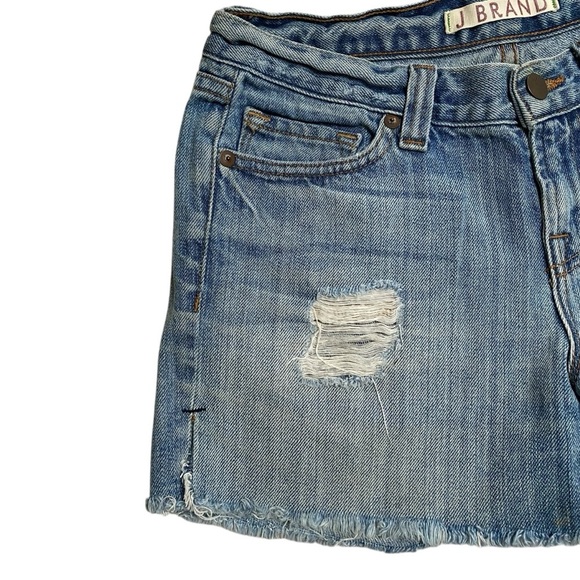 J Brand Light Blue Distressed Raw Hem Mini Jean Shorts Size 25 - Picture 4 of 10
